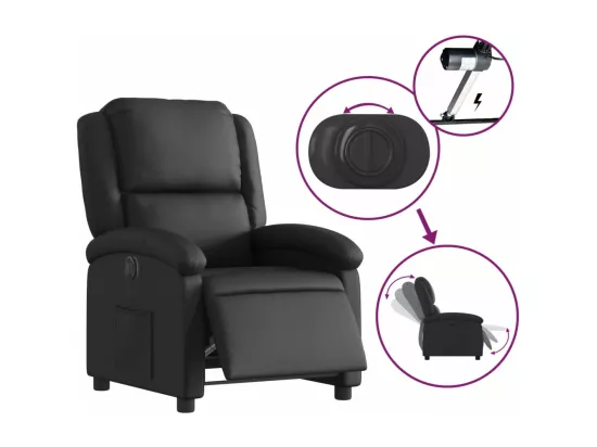 Fauteuil inclinable électrique noir cuir véritable