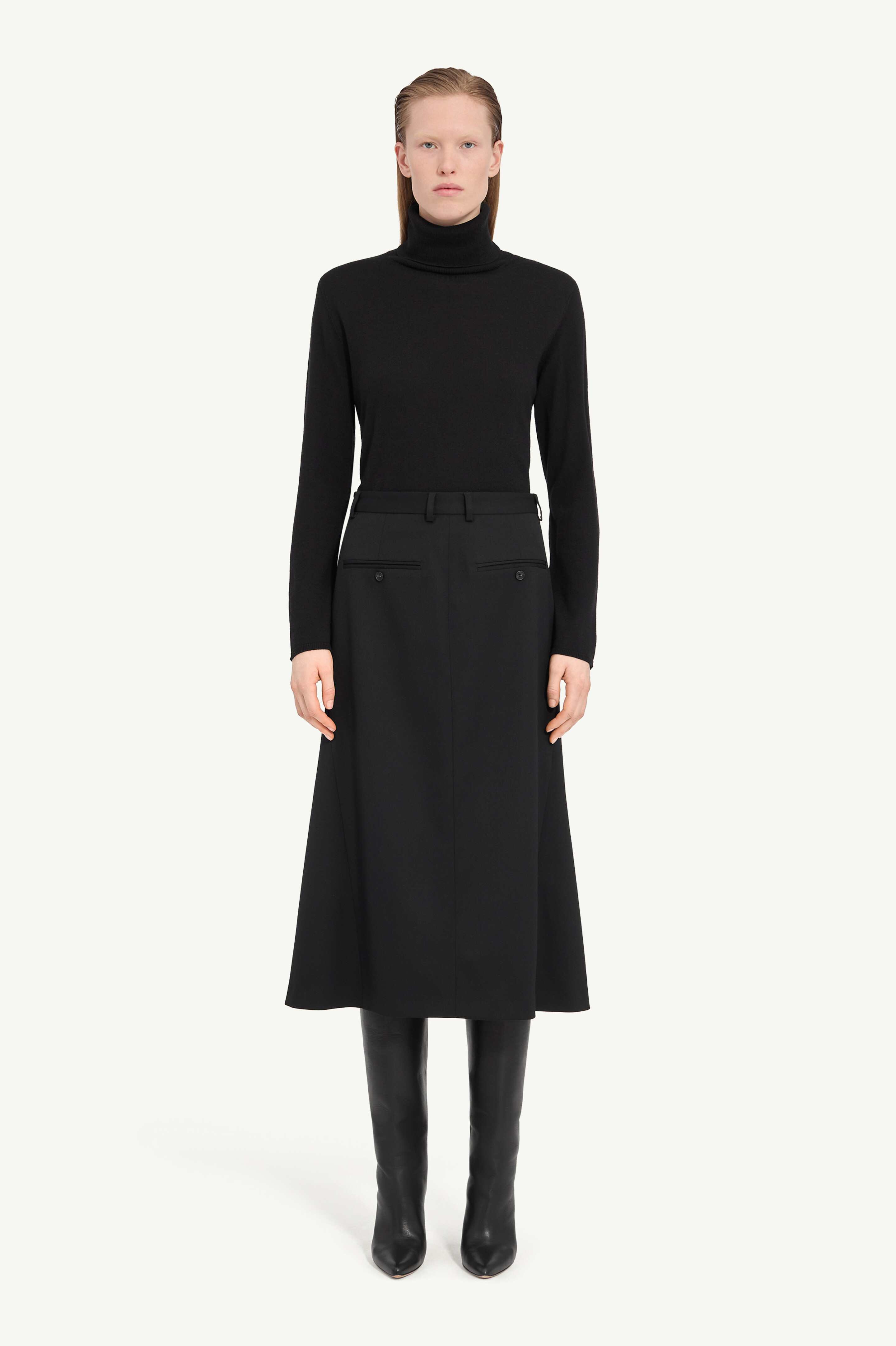Jupe midi ajustée en mélange de laine pour femme | MM6