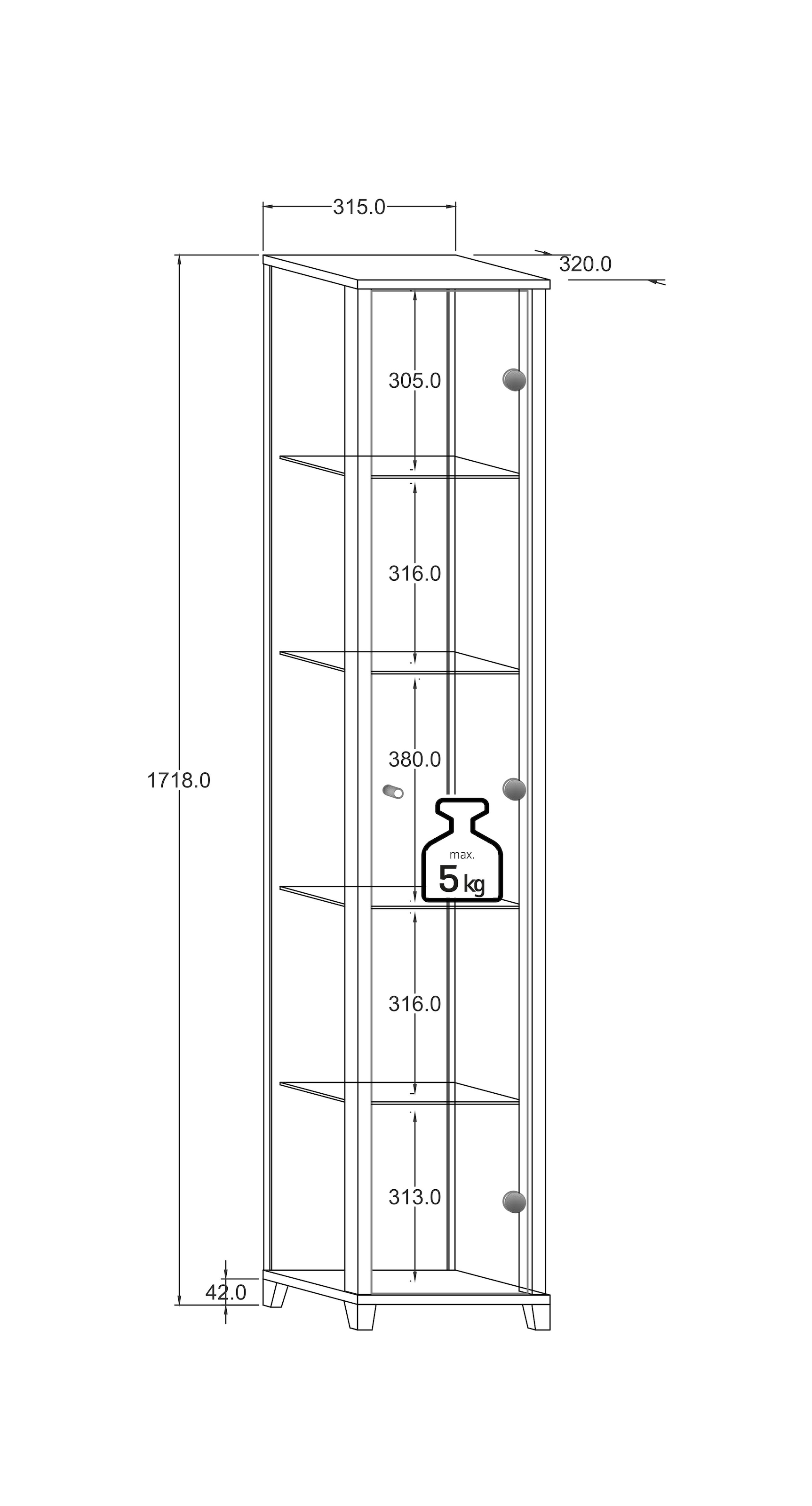 fif möbel Vitrine »OPTIMA Höhe ca. 172 cm«