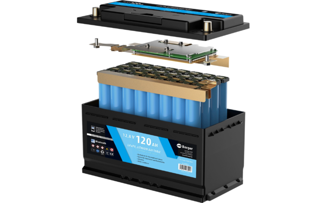 Berger LiFePO4 Lithium Batterie 120 Ah 12V mit Bluetooth (mit & ohne Heizung)