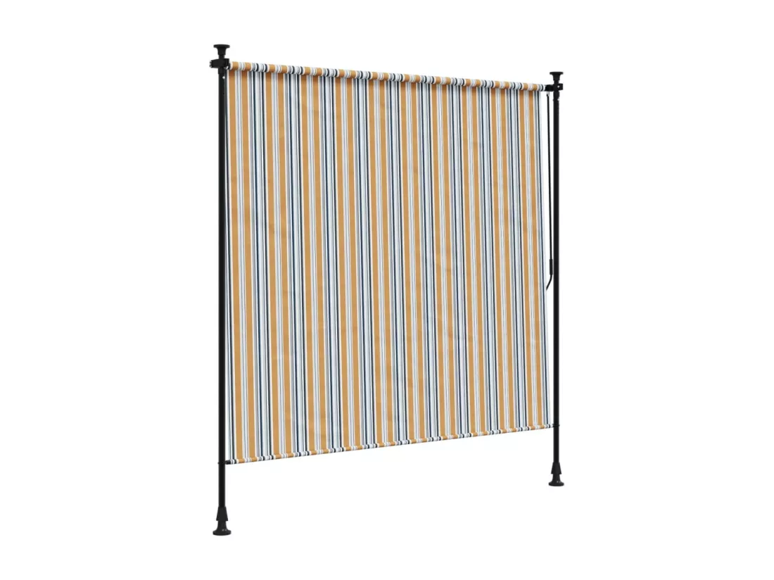 Store roulant d'extérieur jaune et blanc 200x270 cm tissu acier