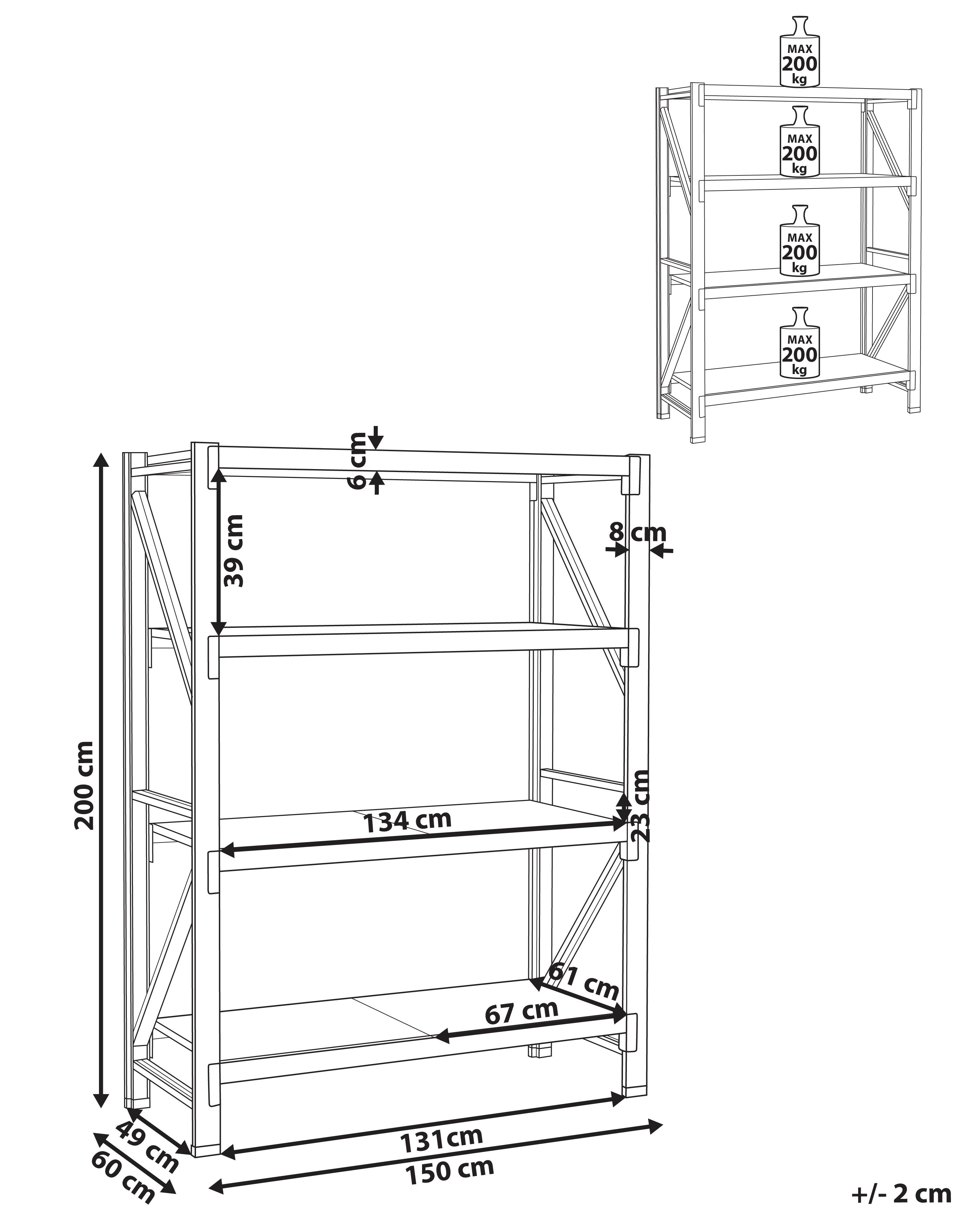 Garagerek FIUGGI Metaal 150 cm 60 cm Zwart