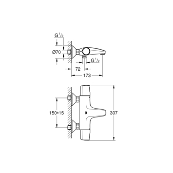 Grohe Thermostatische Badkraan Precision Trendmet omstel 15cm Mat Zwart