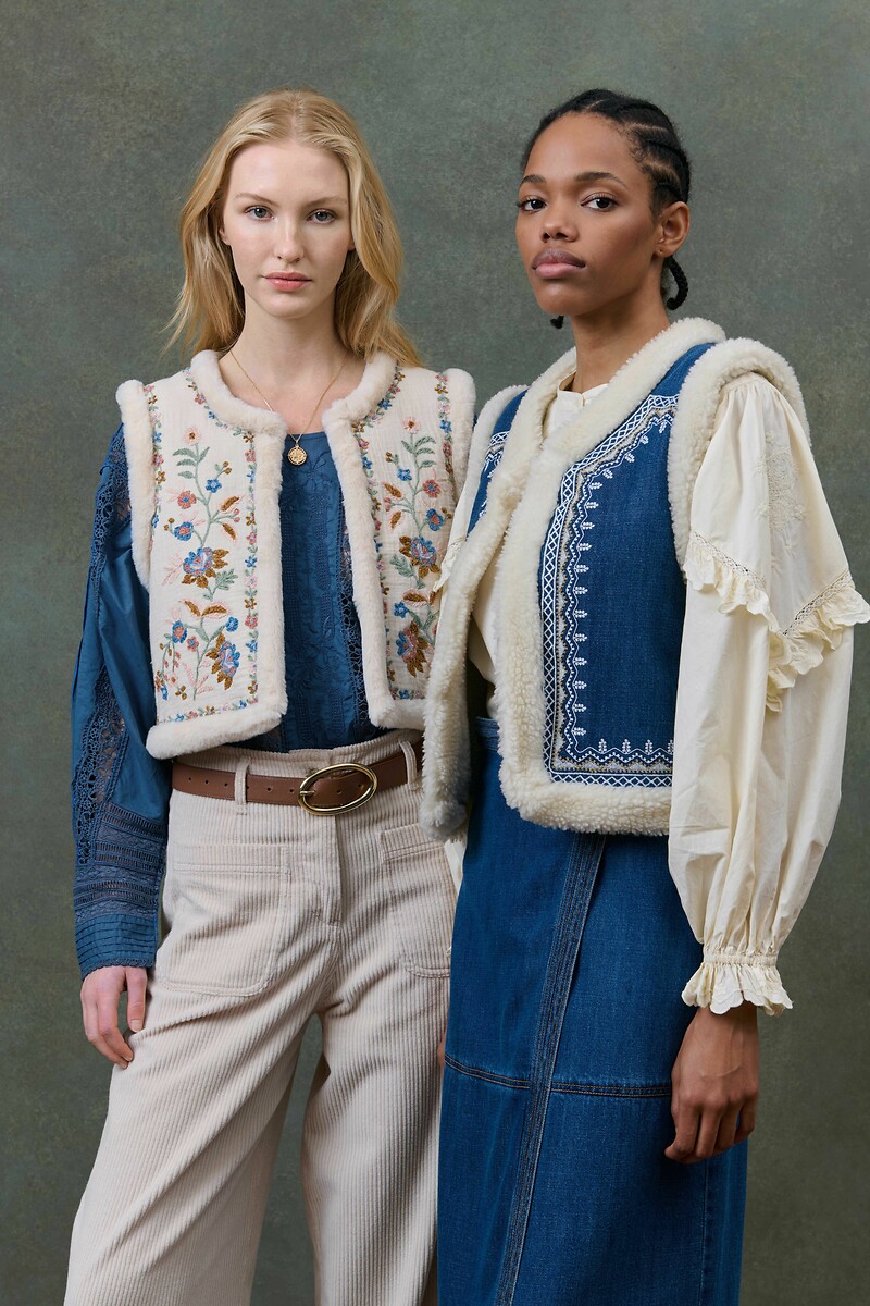 LOUISE MISHA<br>Jaqueta sem mangas com bordado floral, RENEE