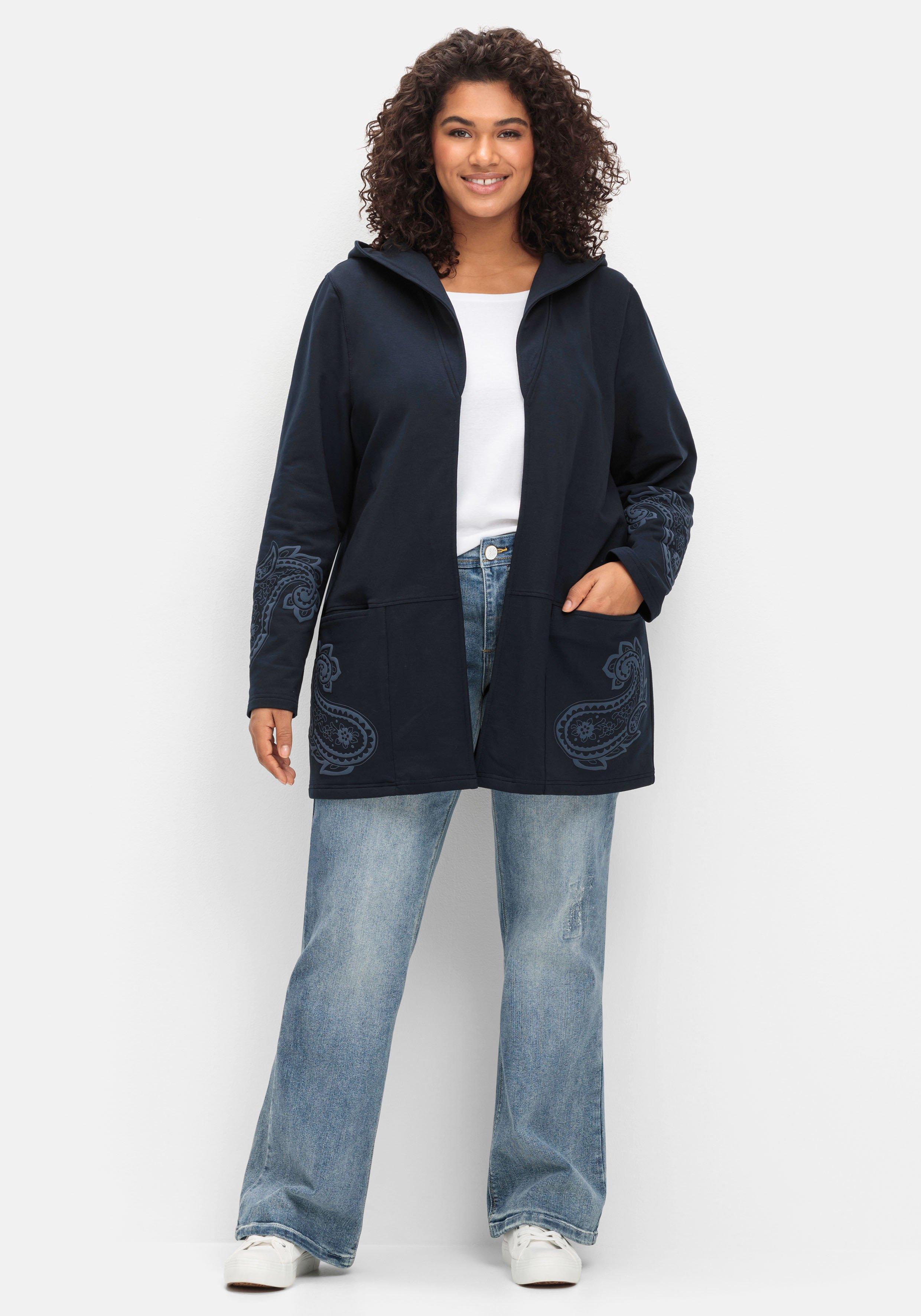Leichte Kapuzensweatjacke mit Paisleydruck