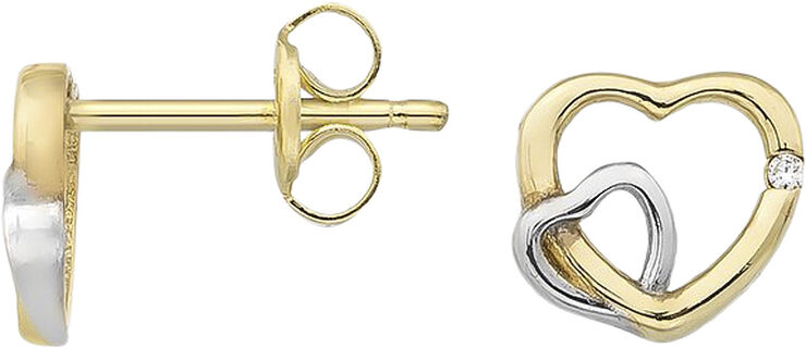 Gold Essentials by P Double heart ørestikker - 8 kt. Guld