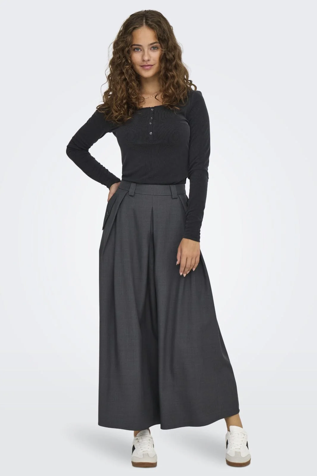 Only Onlginny Mel Wide Long Skirt 4588859 dark grey melange