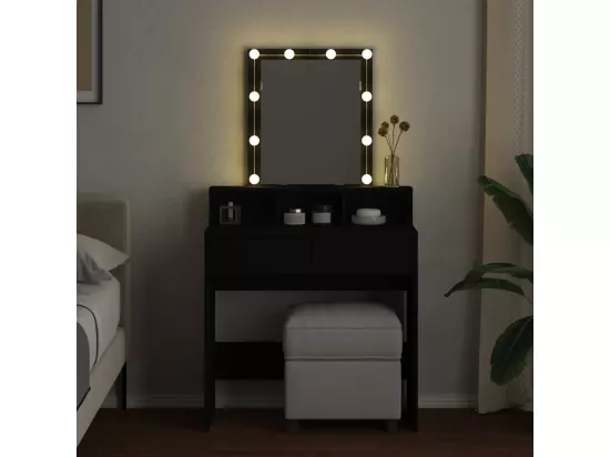 Coiffeuse avec LED noir 80x41x144,5 cm
