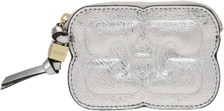Ganni Ganni Bou Compact Zipped Wallet Met Silver