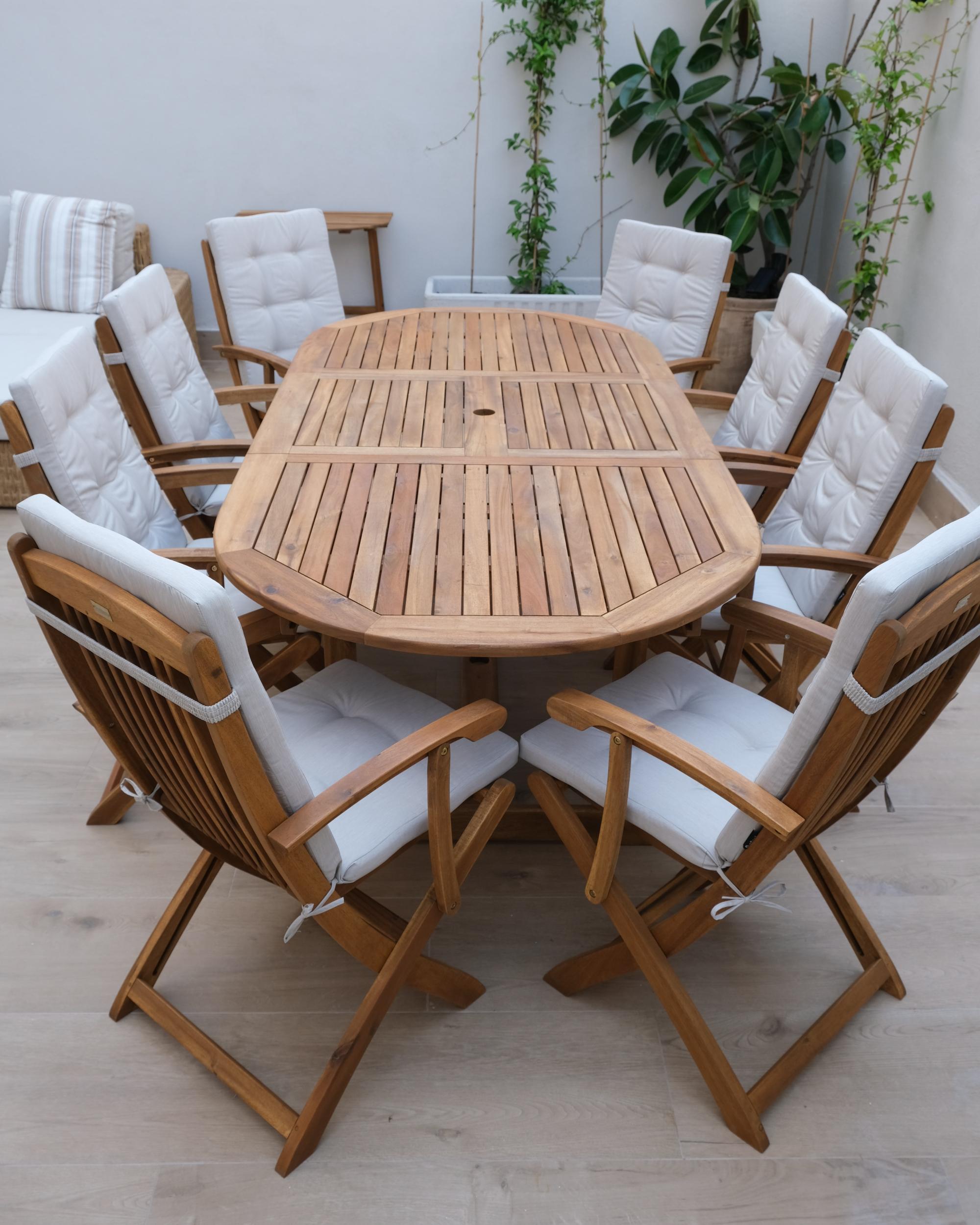Tuinset 8-zits MAUI PREMIUM Acaciahout Lichtbeige