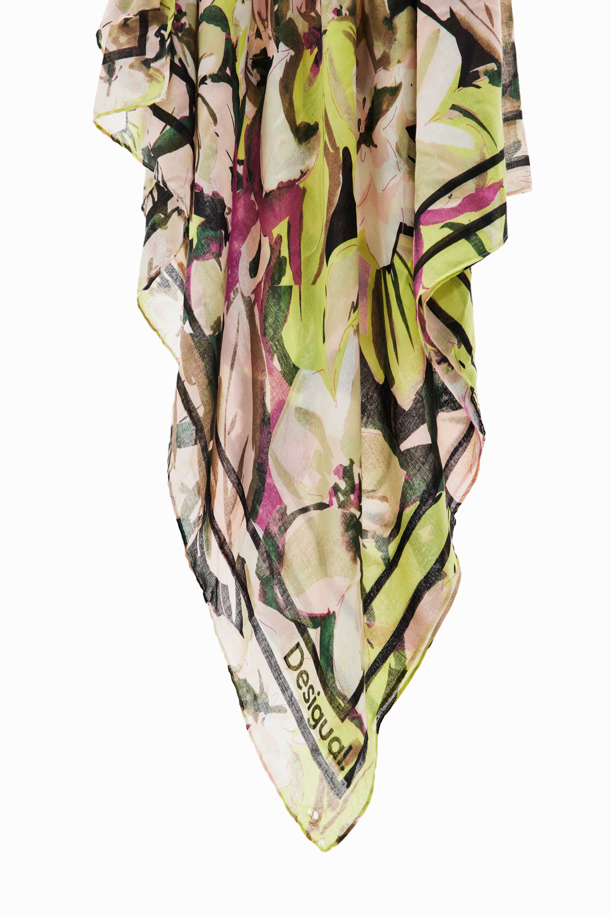 Foulard rectangulaire fleurs