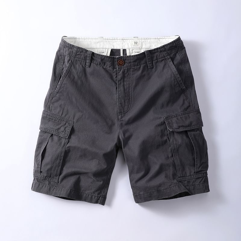 Adotuastic - Mid Rise Plain Cargo Shorts
