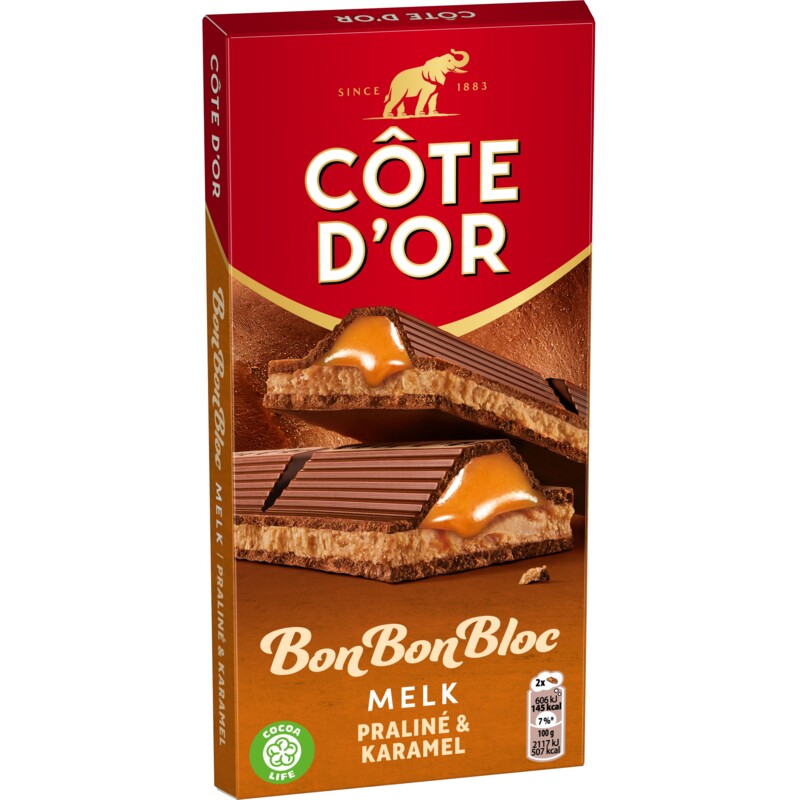 Côte d'Or BonBonBloc chocoladereep praliné karamel