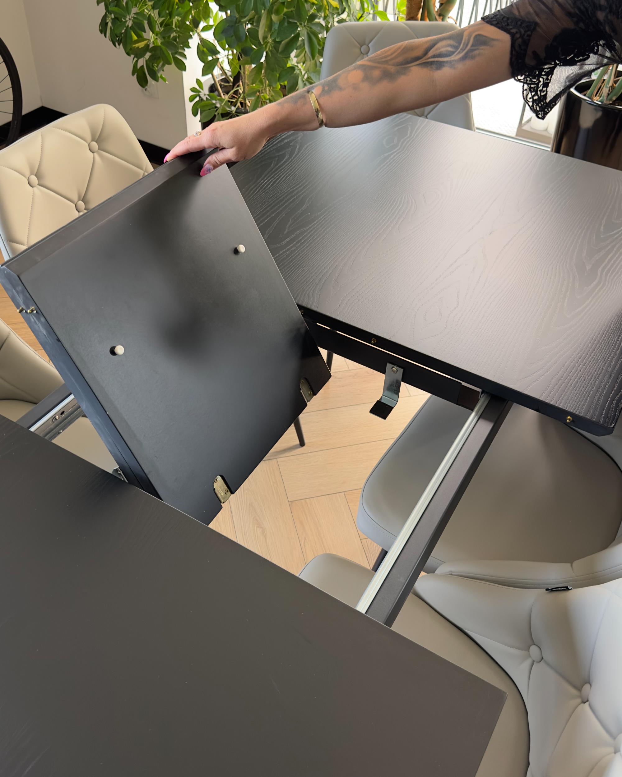 Eettafel uitschuifbaar IRVINGTON Zwart 90 cm 160/200 cm