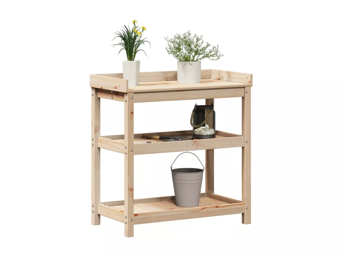 Table de rempotage et étagères 82,5x45x86,5 cm bois massif pin