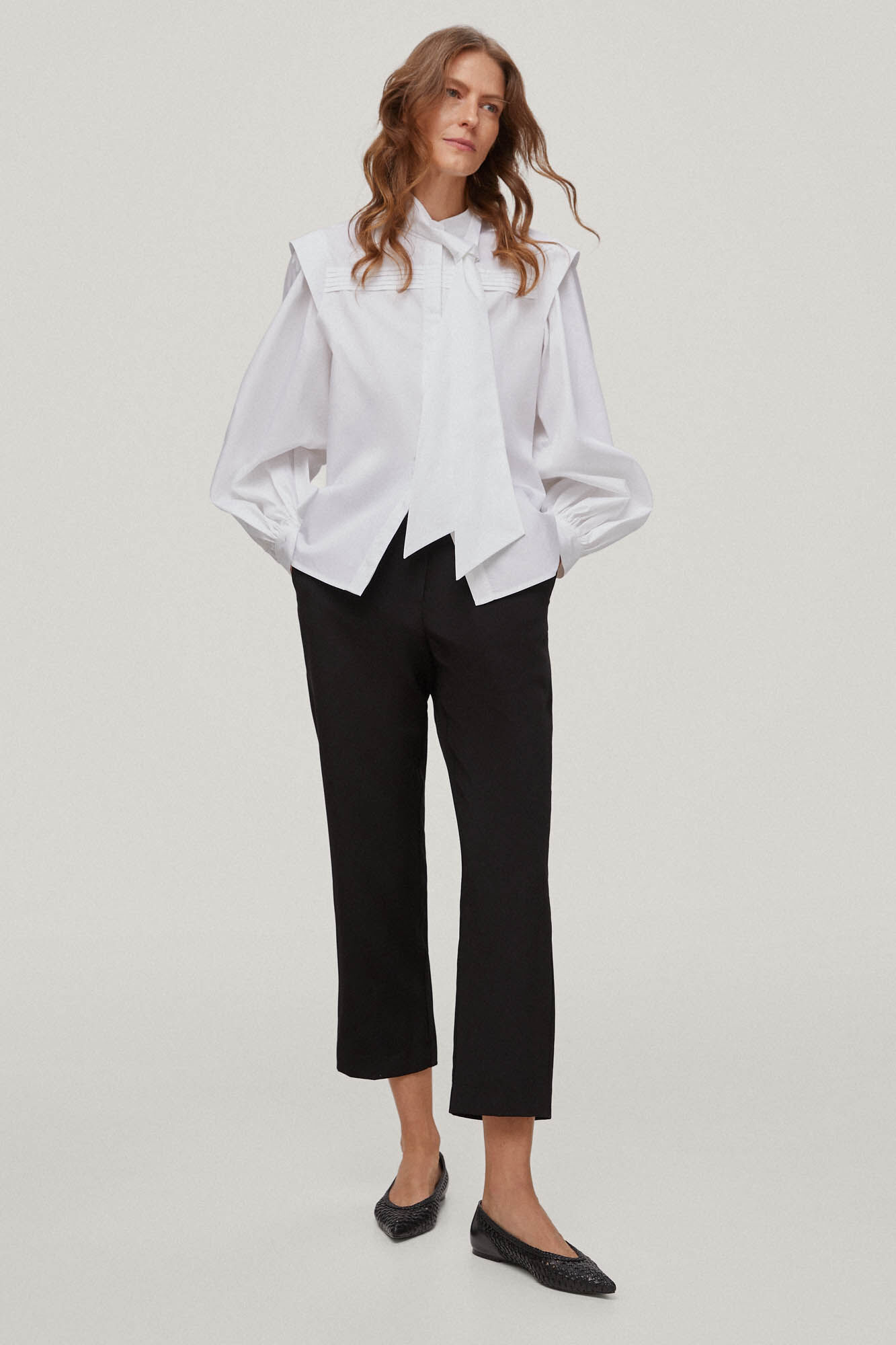 Blusa de popeline com laço - Branca