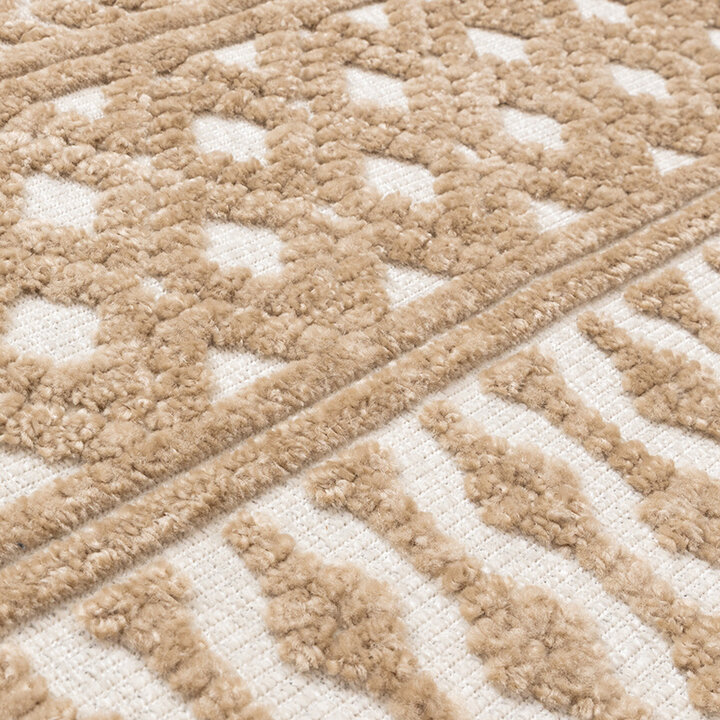 Wasbaar  vloerkleed - Dunya Geo Beige/Wit
