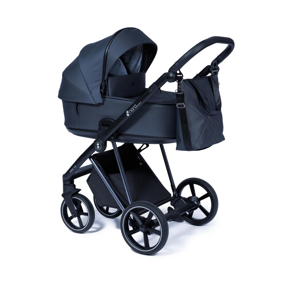 Carrinho de bebê Nordbaby Active Lux cinza ardósia com estrutura cromada