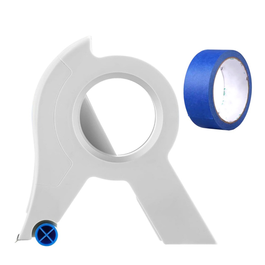 Malerband Handabroller Klebeband Dispenser Malerkrepp Tape Spender für 35mm Rollen inkl. Klebebandrolle - Weiss / Blau