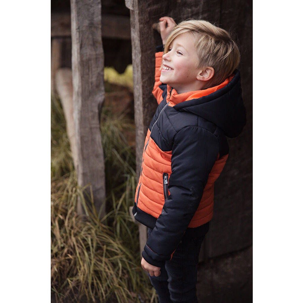 Koko Noko gewatteerde winterjas oranje/zwart