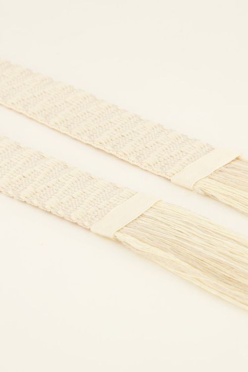 Beige knoopriem met flosjes