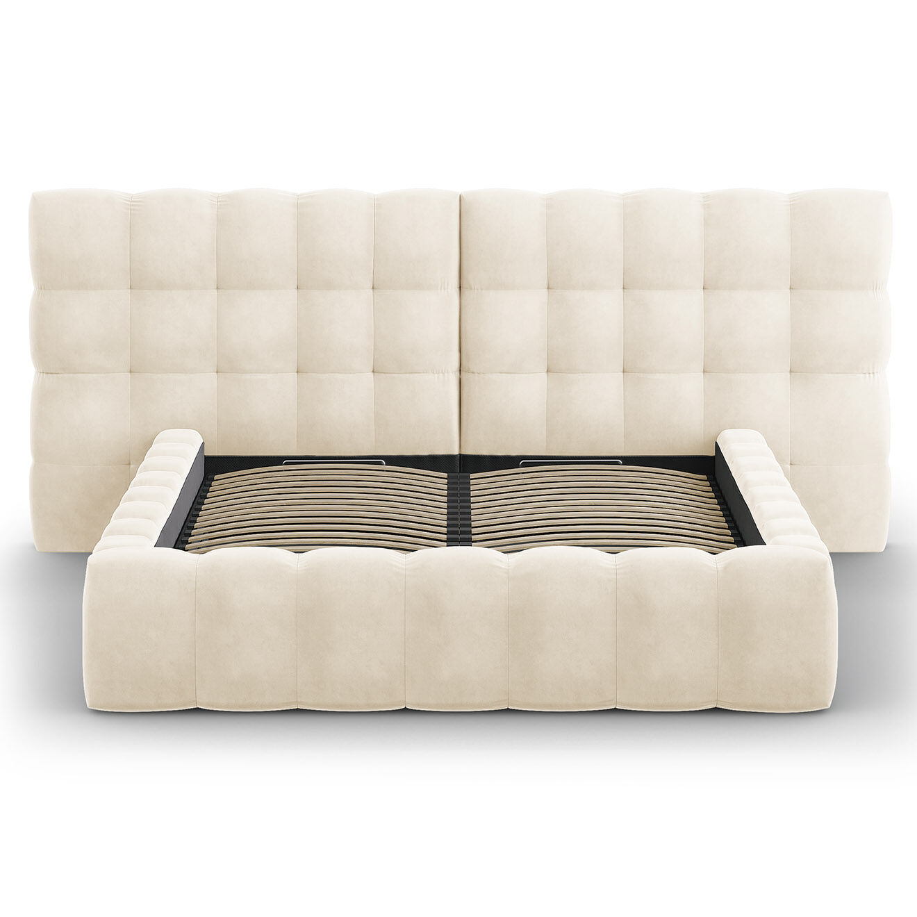 Cosmopolitan Design Lit avec coffre de rangement Bali Velours beige clair - 140x200 cm
