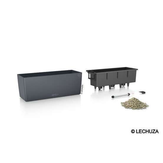 Jardinière balconera color en plastique gris ardoise - 50x19x19 cm