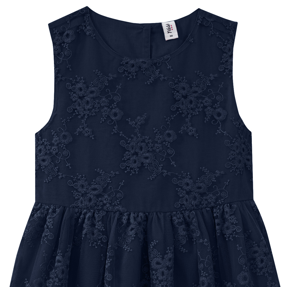 Yigga Mädchen Kleid mit Stickereien dunkelblau