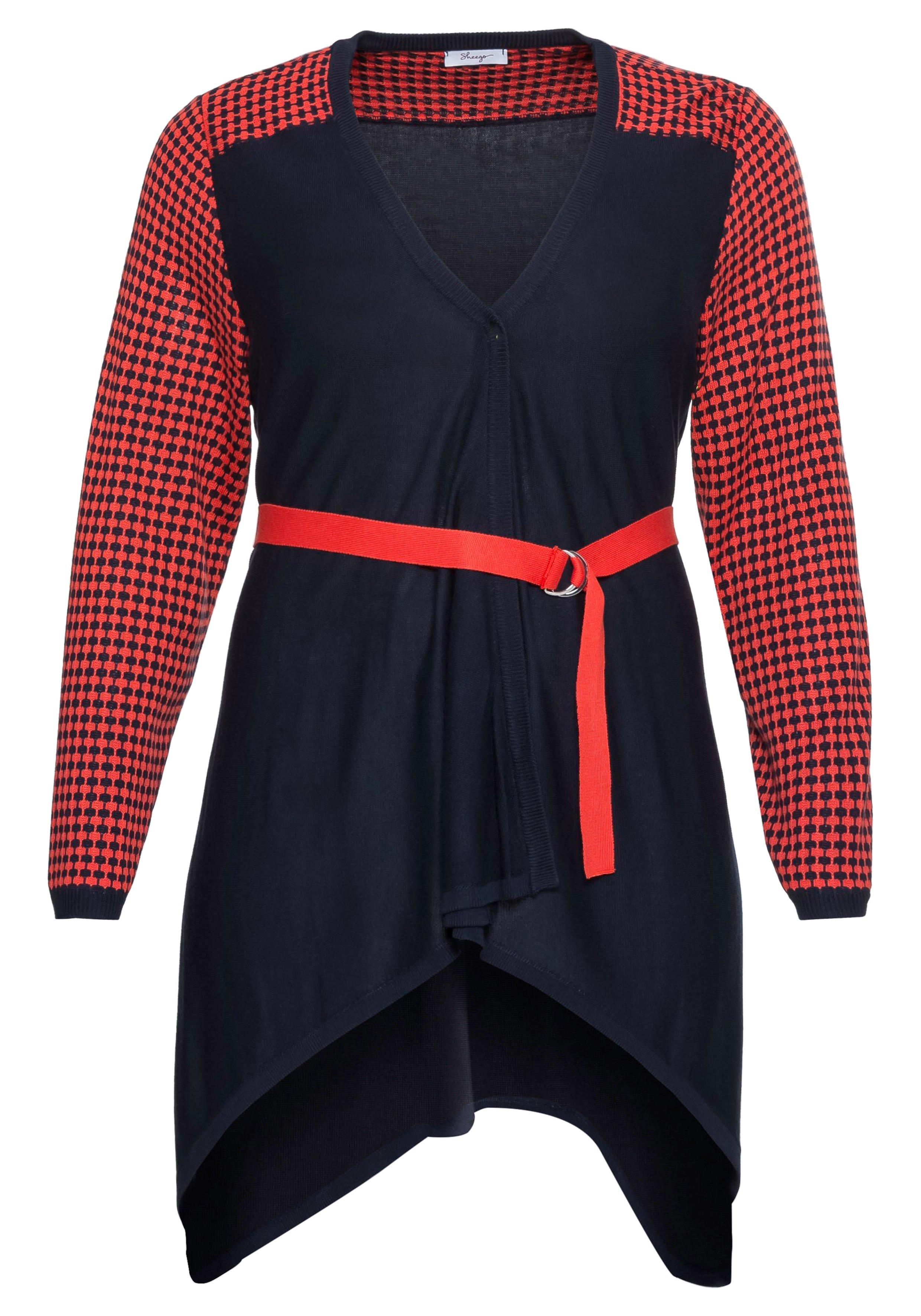 Longstrickjacke im Muster- und Farbmix