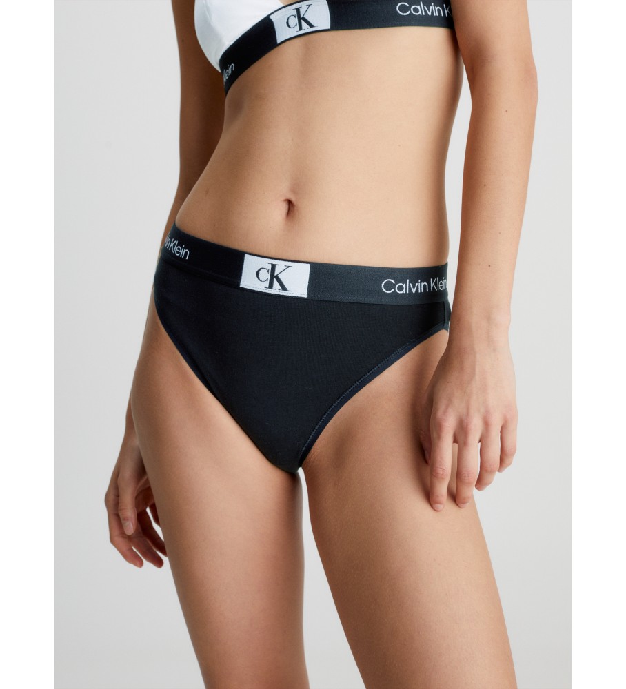 Calcinha brasileira de cintura alta Calvin Klein CK96 preta