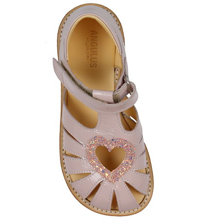 Angulus Sandalen - Herzsandale - Pale Rose/Rose Glitter