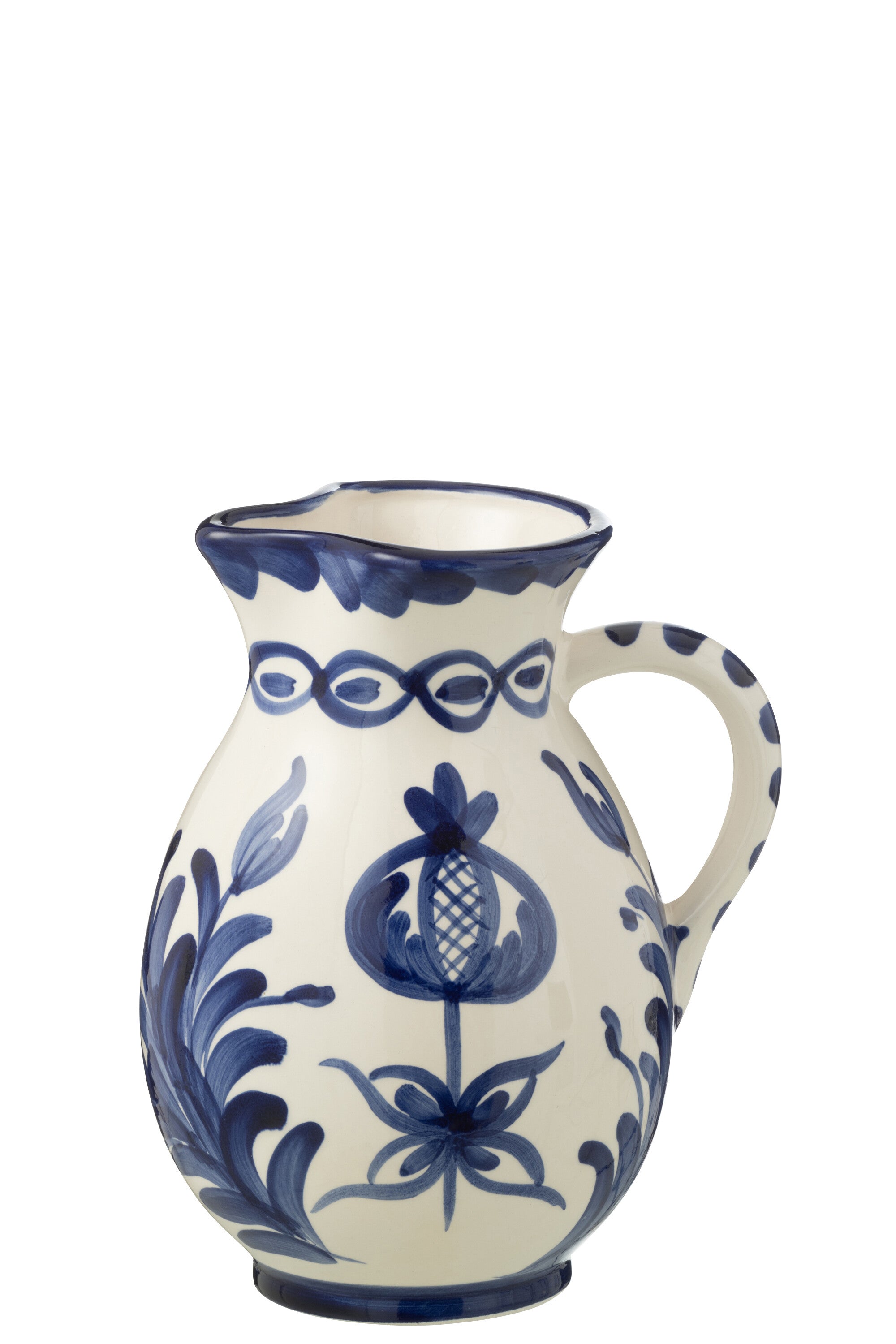 J-Line karaf Granada - keramiek - wit|blauw - medium