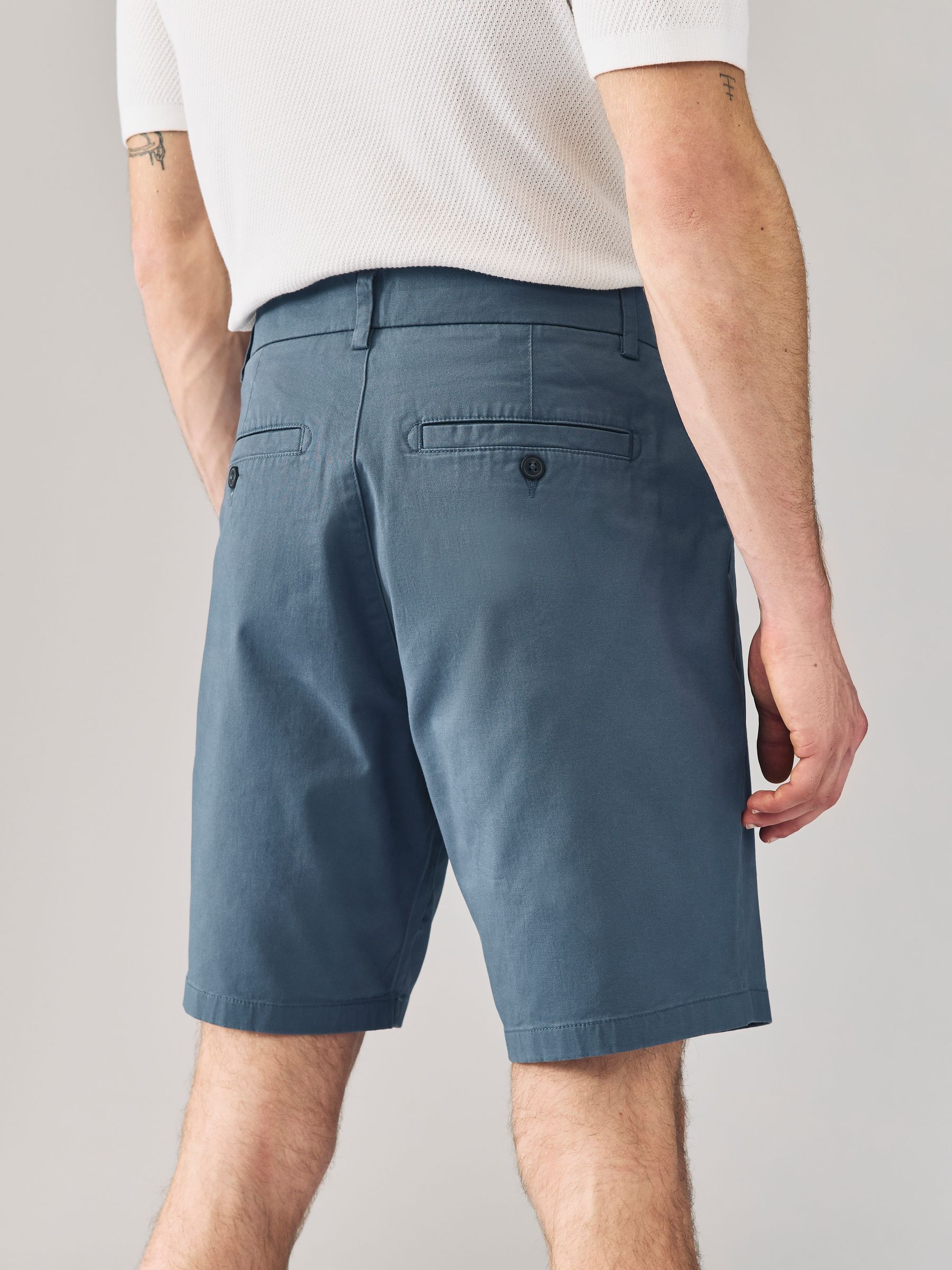 Blauw/grijs - Straight fit - Set van 2 chinoshorts met stretch