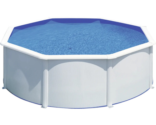 Opzetzwembadset van staalwand Planet Pool Vision-Pool Classic rond Ø350x120 cm incl. zandfiltersysteem, ladder, ingebouwde skimmer, filterzand & aansluitslang wit