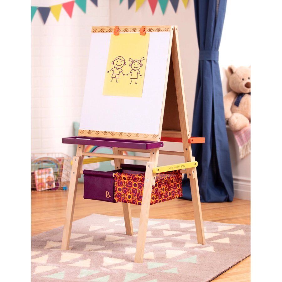 B.TOYS B. Holz-Staffelei - Mal Standtafel für Kinder Mehrfarbig