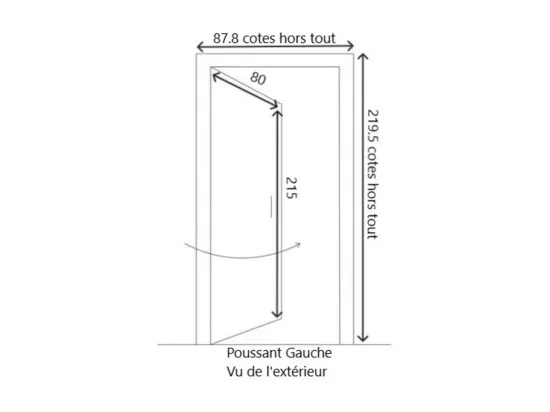 Porte D'Entree Modele Mathis Dimension 215 X 90 Poussant Gauche (Cotes Tableau)
