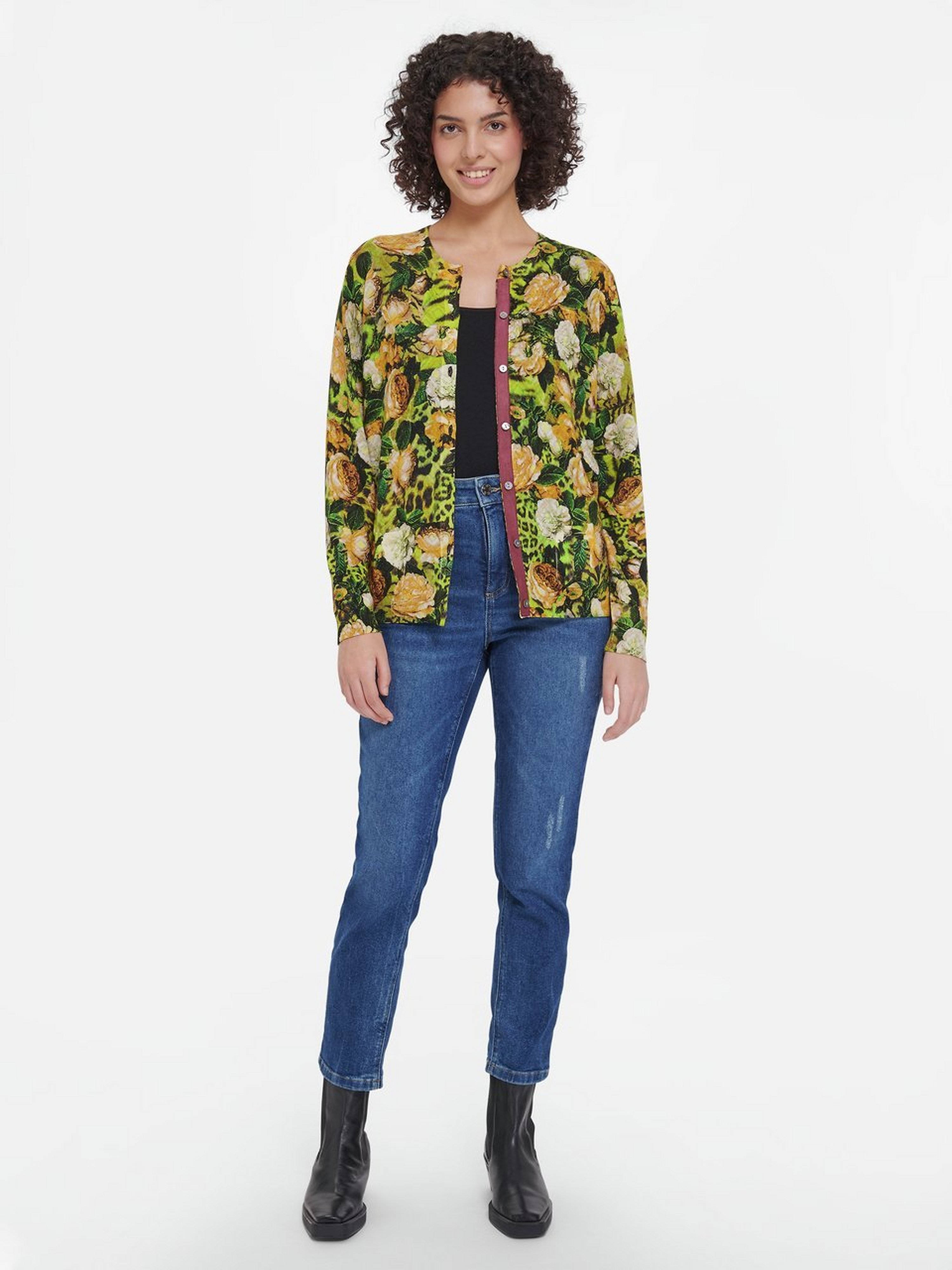 Strickjacke mit Blumen-Muster