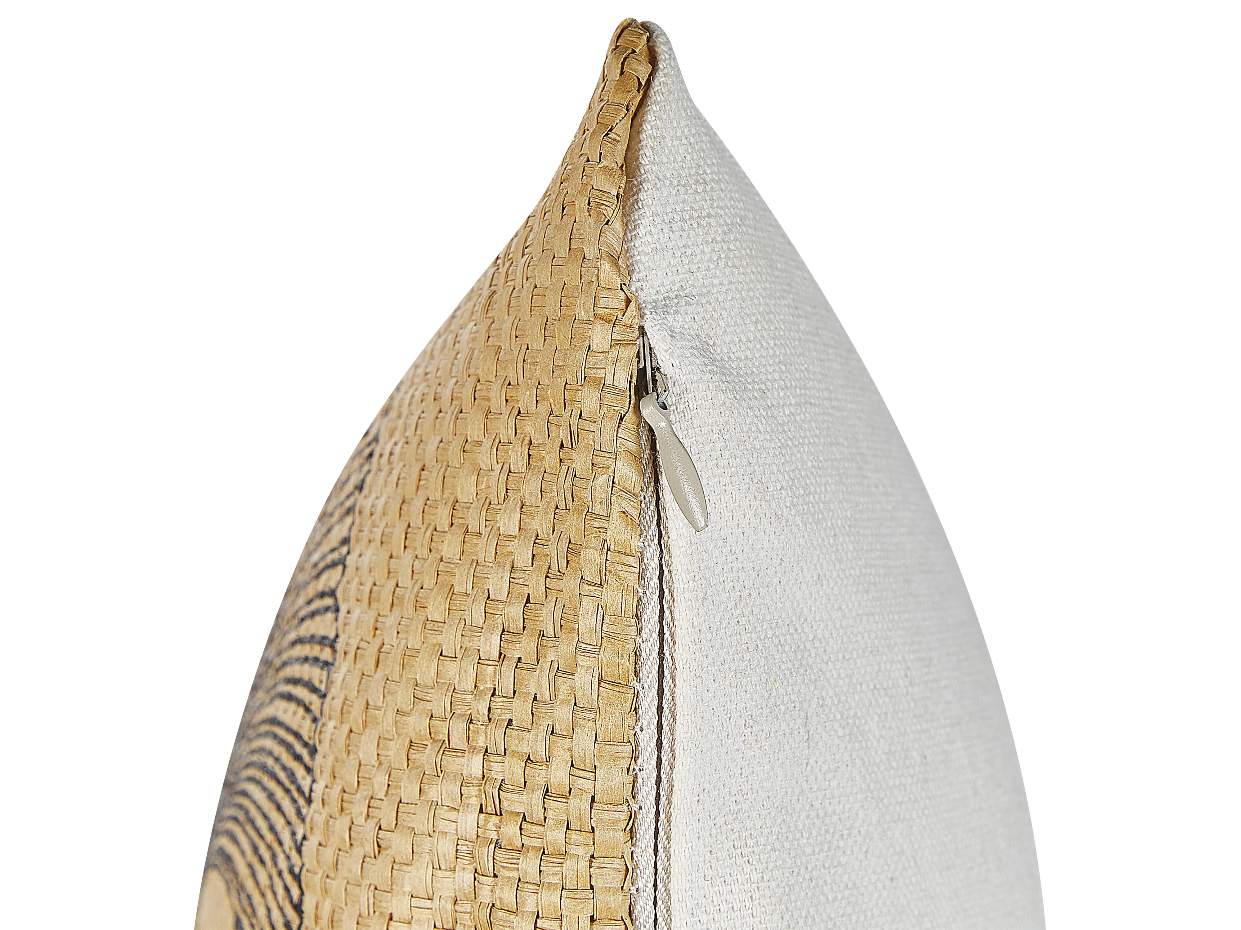 Set van 2 sierkussens WAKAD 45 x 45 cm Beige bladpatroon