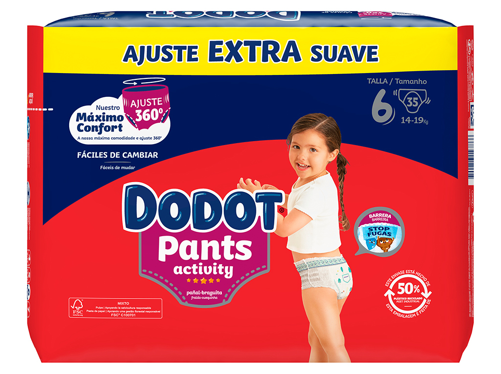 FRALDAS CUECA DODOT ACTIVITY EXTRA T6 14-19KG 35UN