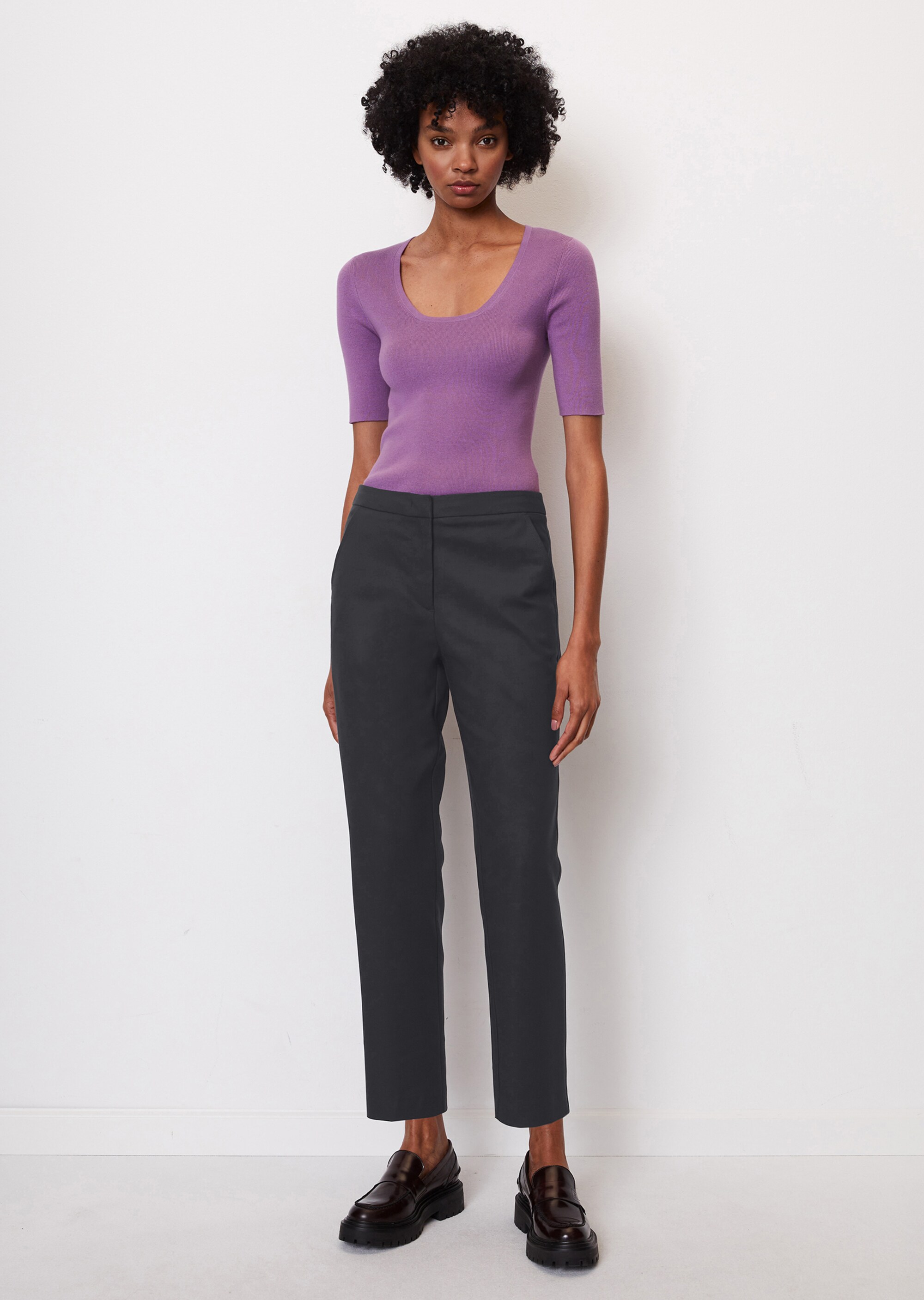 Knöchellange Hose slim aus Organic-Cotton-Stretch-Viskose-Mix
