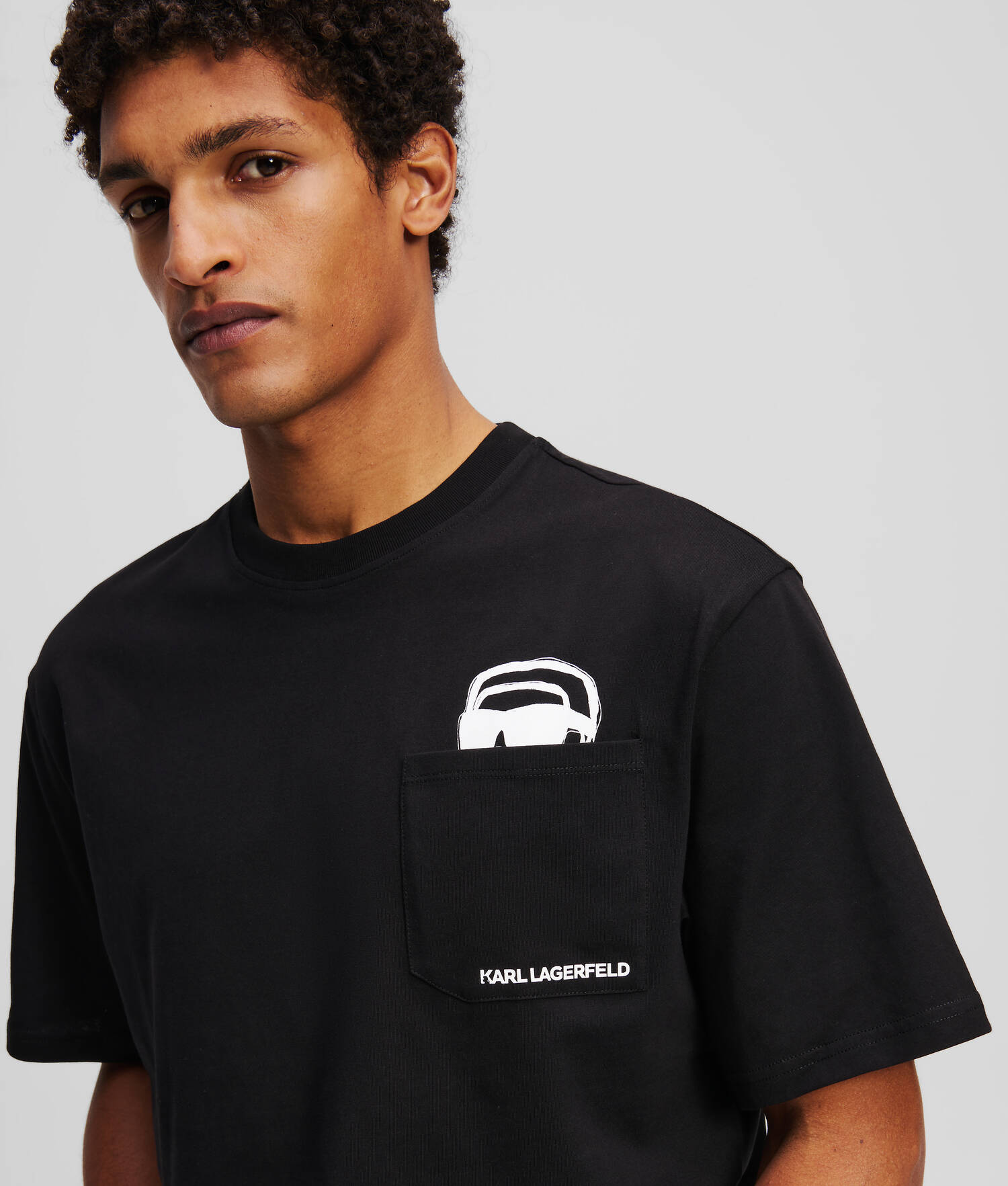 T-SHIRT À POCHE AVEC MOTIF PARTIELLEMENT CACHÉ IKON - Noir