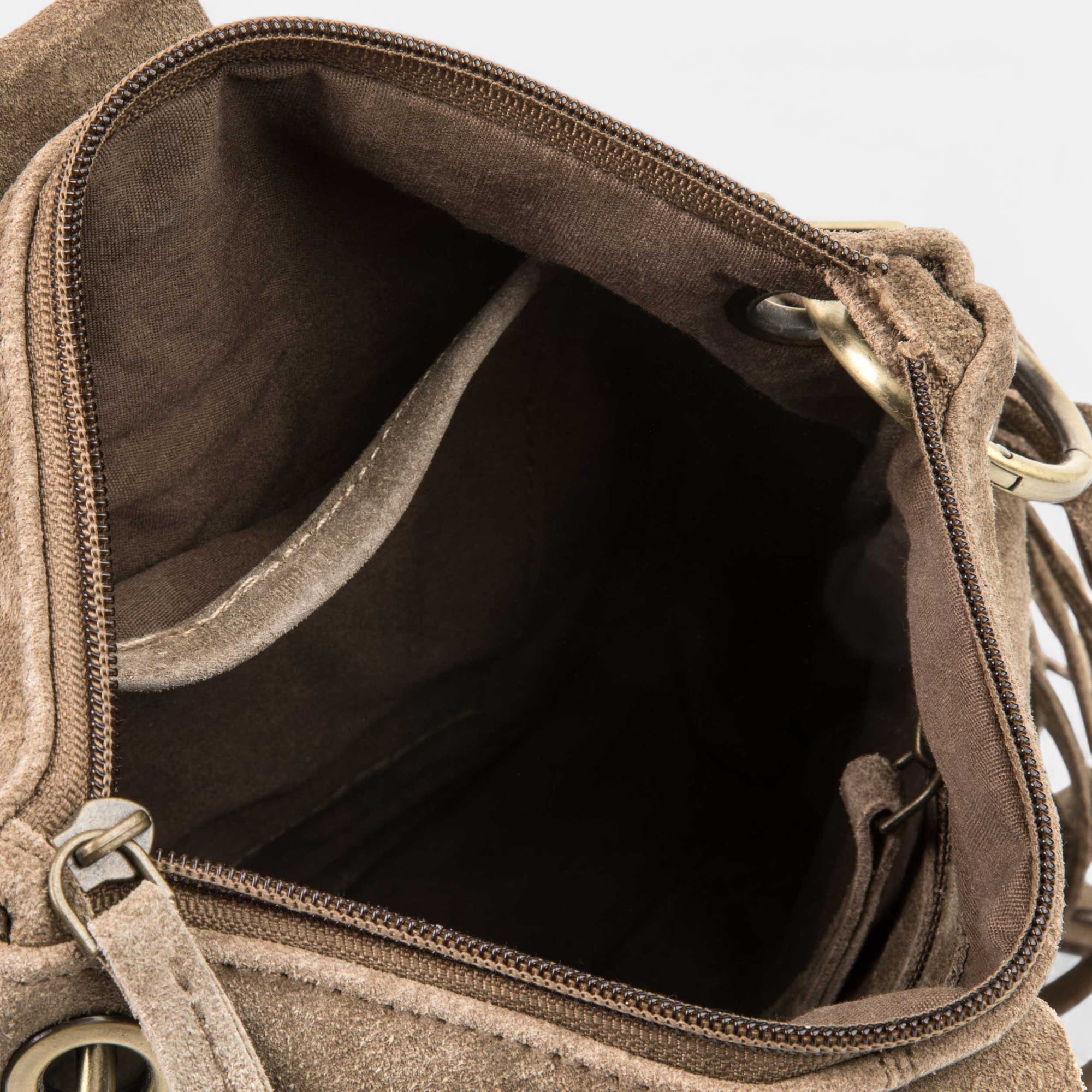 Sac bandoulière en cuir taupe