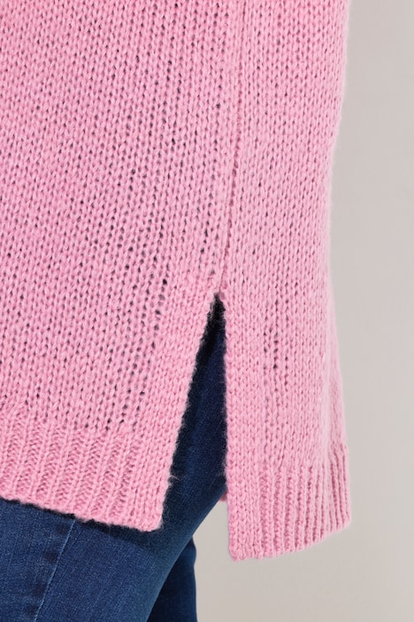 Pullover, Classic Fit, Grobstrick, Ausschnitt mit Spitze
