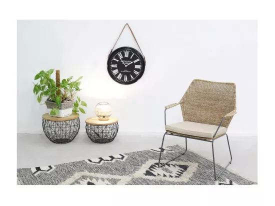Fauteuil en poelet gris et métal