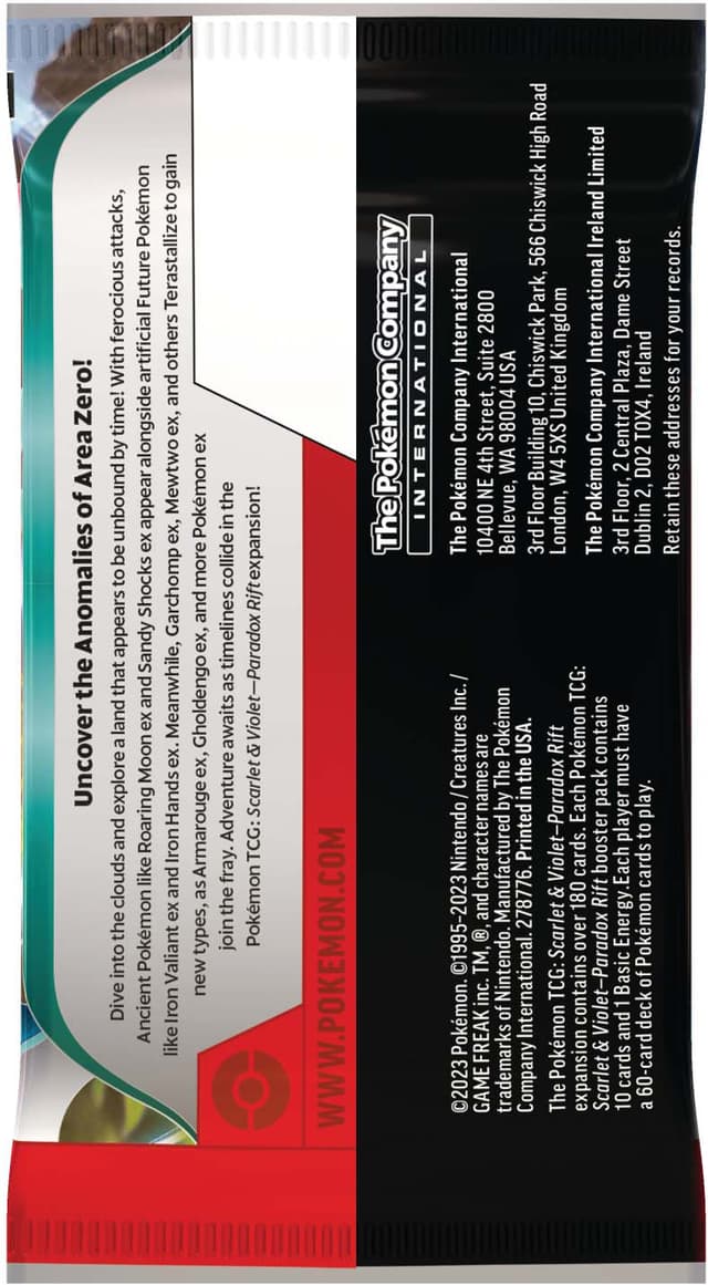 Pokémon booster-pakke Scarlet & Violet 4 Paradox Rift