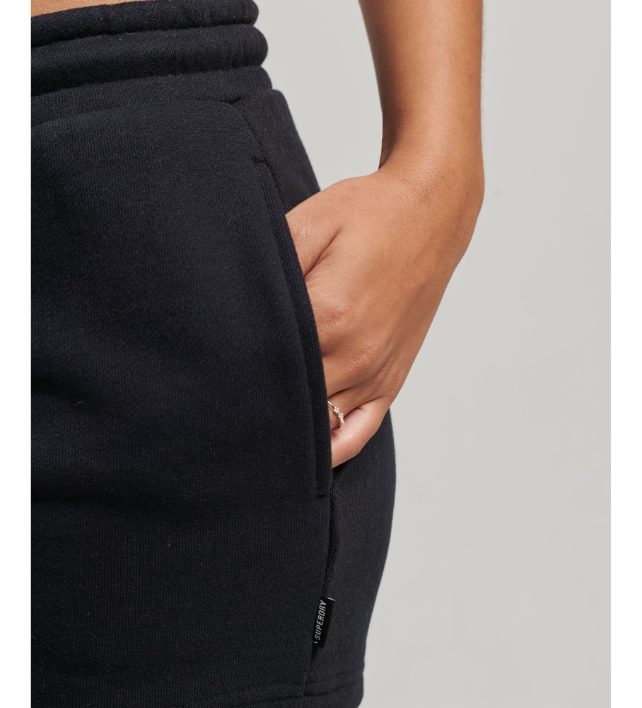 Shorts pretos bordados vintage da Superdry