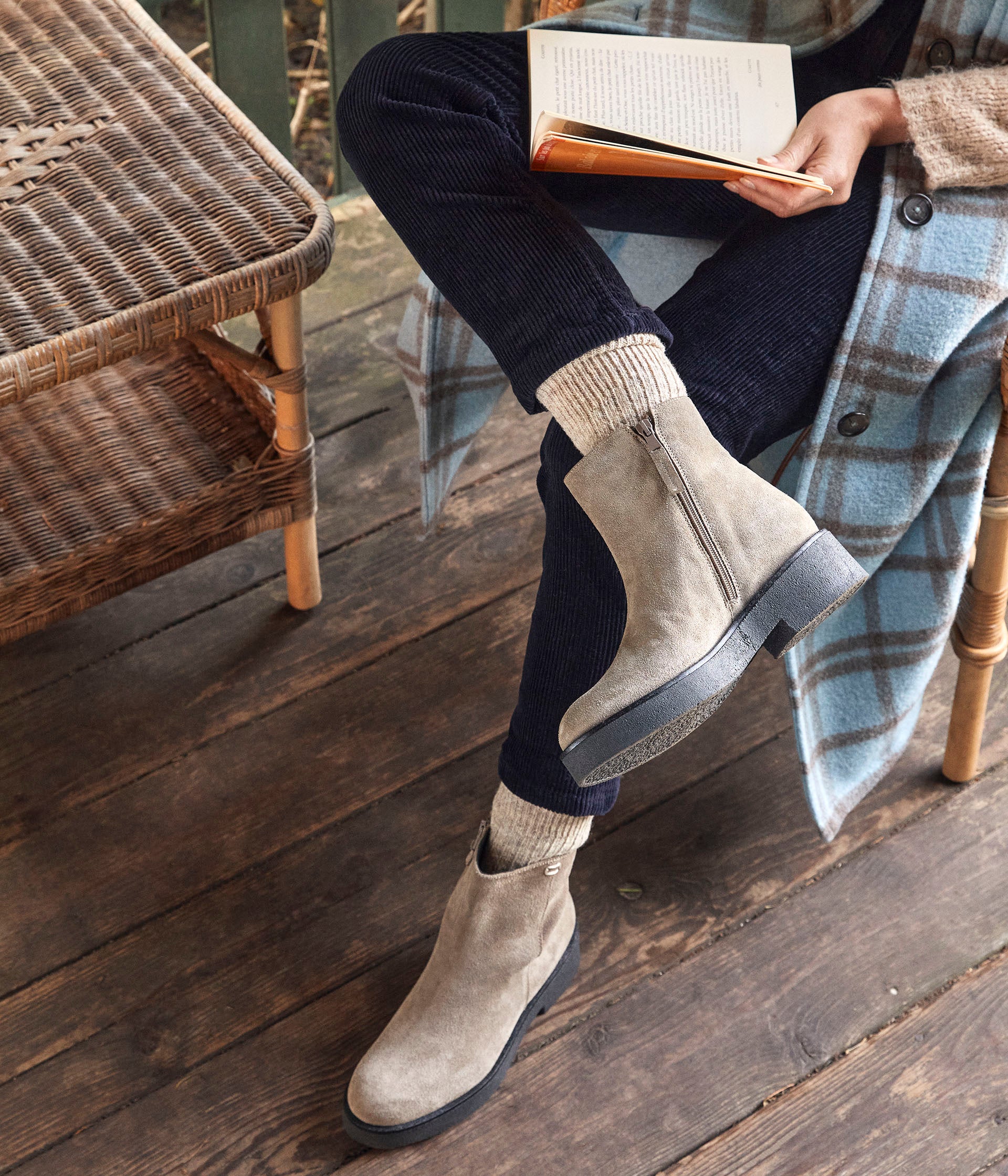 Boots cuir velours Isaure