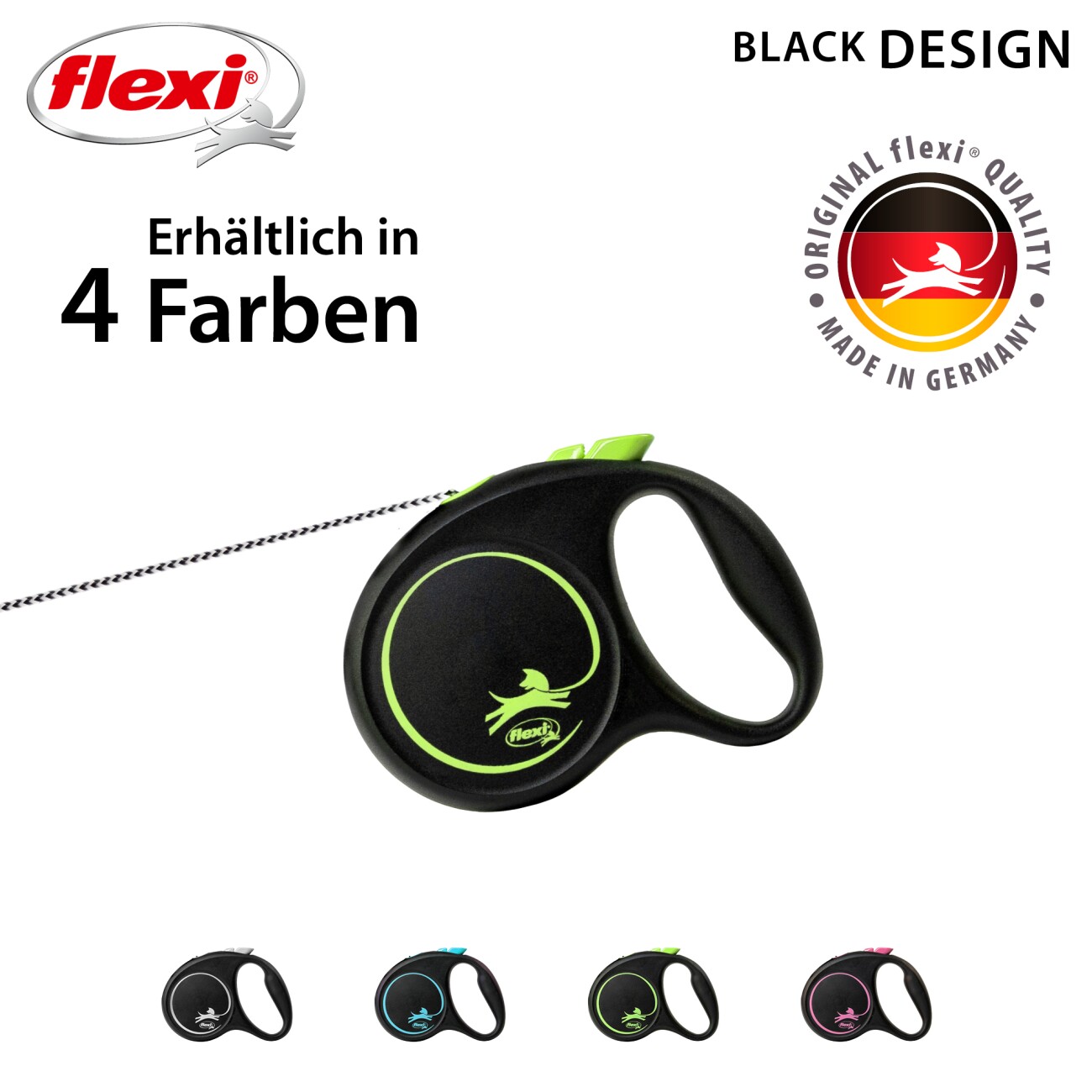 Flexi Black Design Seil grün XS, 3 m, 8 kg