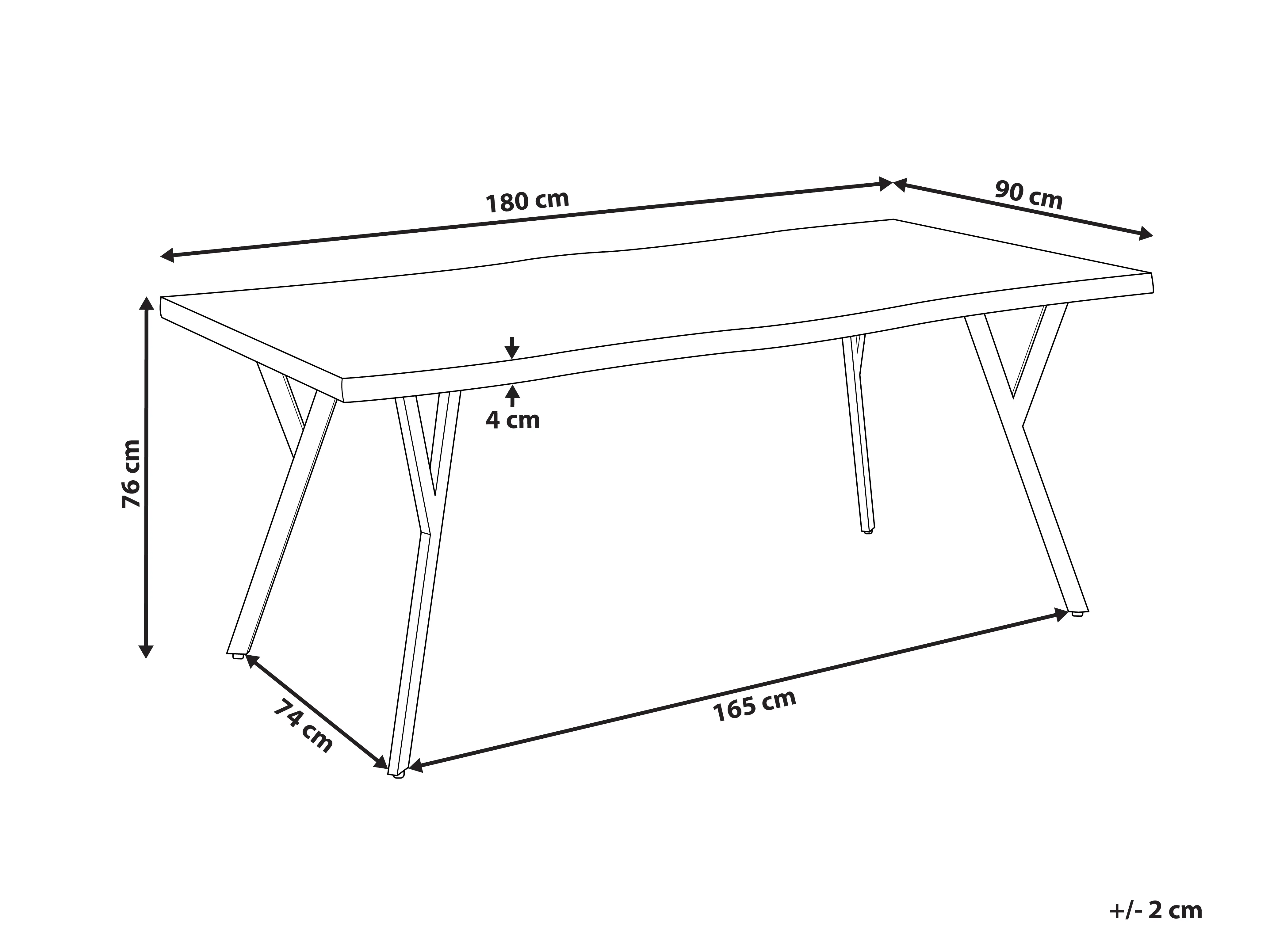 Eettafel ALTON Lichtbruin 90 cm 180 cm