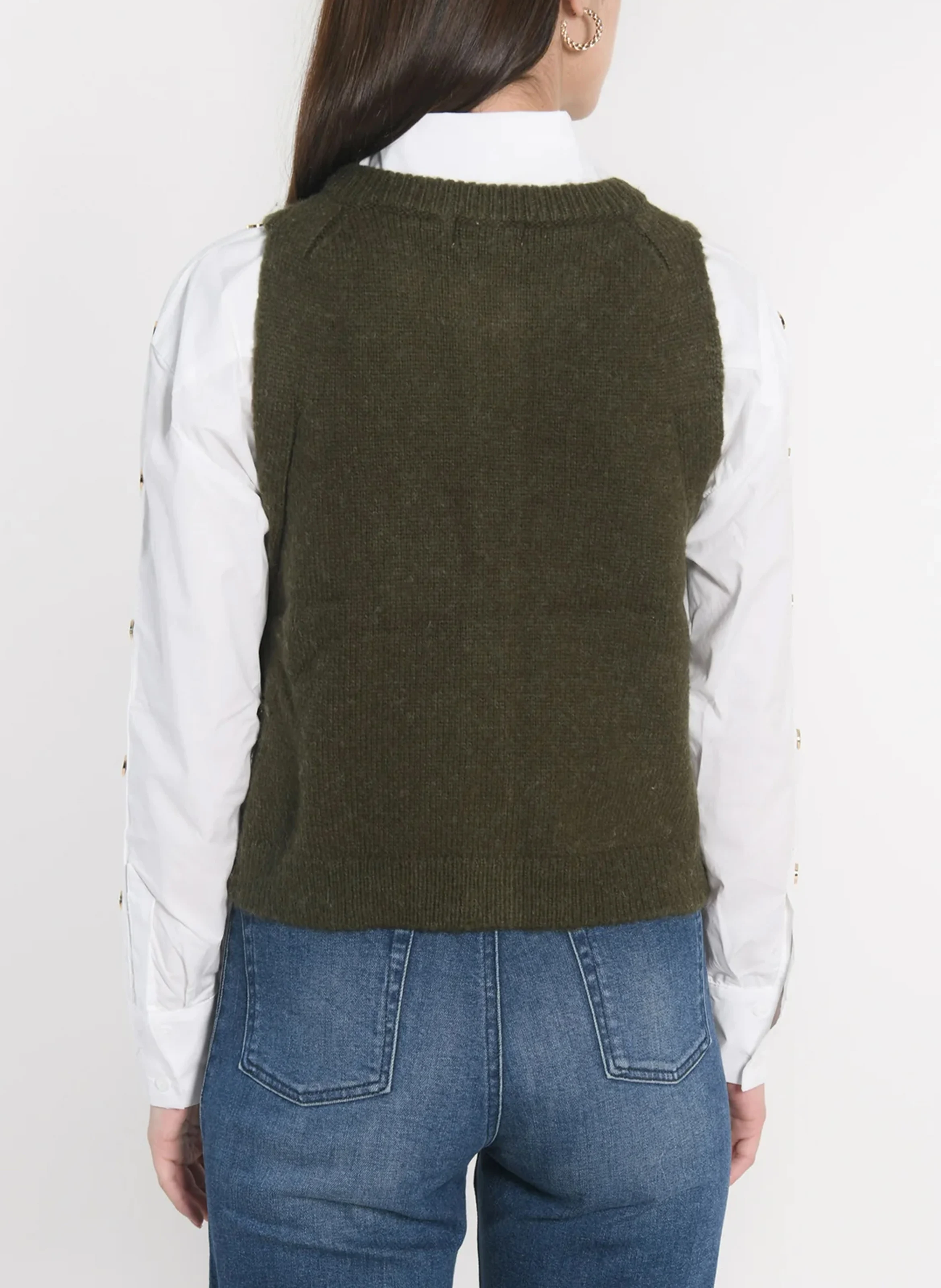 JOANA - Gilet sans manches boutonné | Kaki